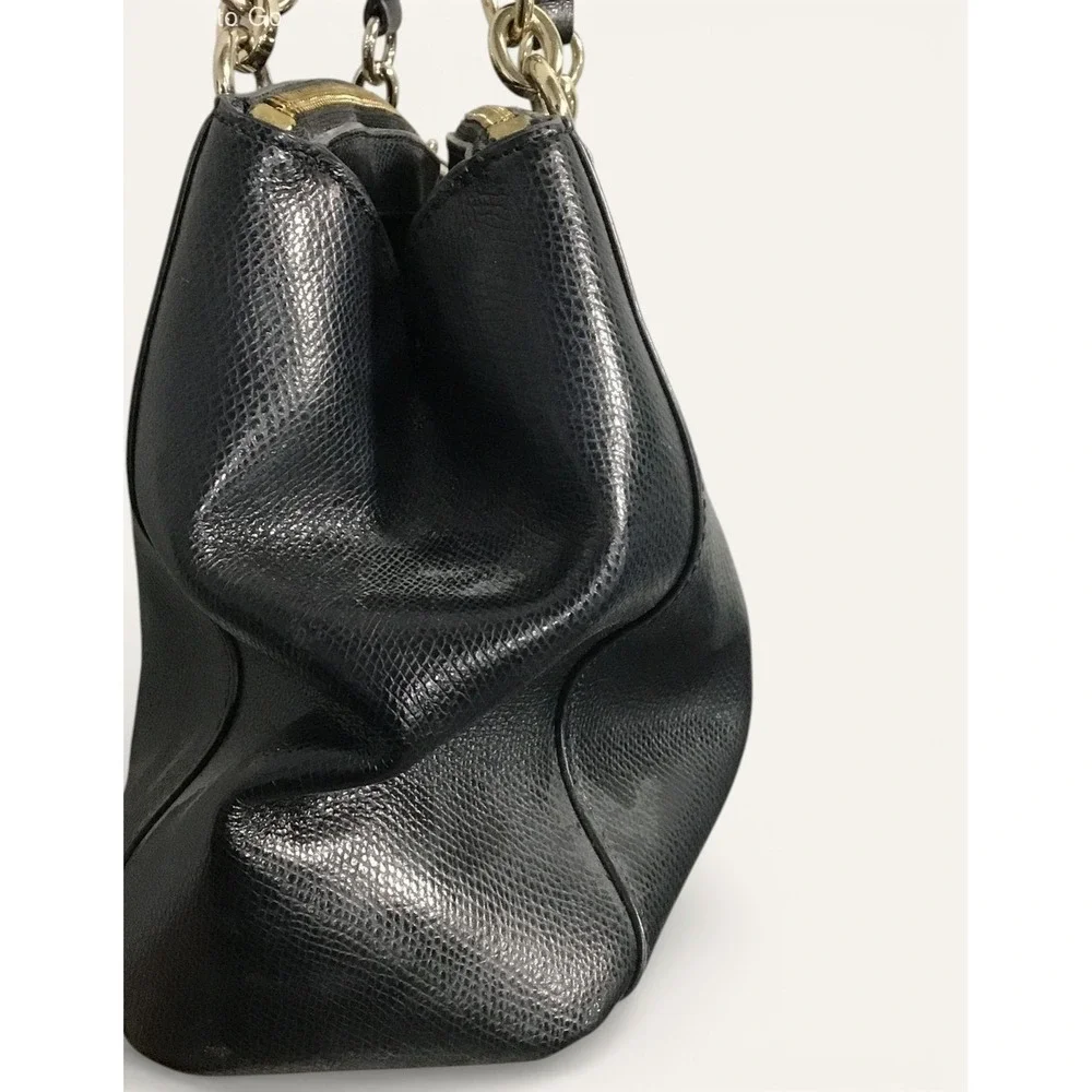 Coach Large Christie Carryall Black Crossgrain Leather Satchel Shoulder Bag Gold